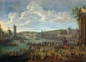 Blick auf den Louvre und den Tour de Nesles von der Île de la Cité, ca. 1673-74